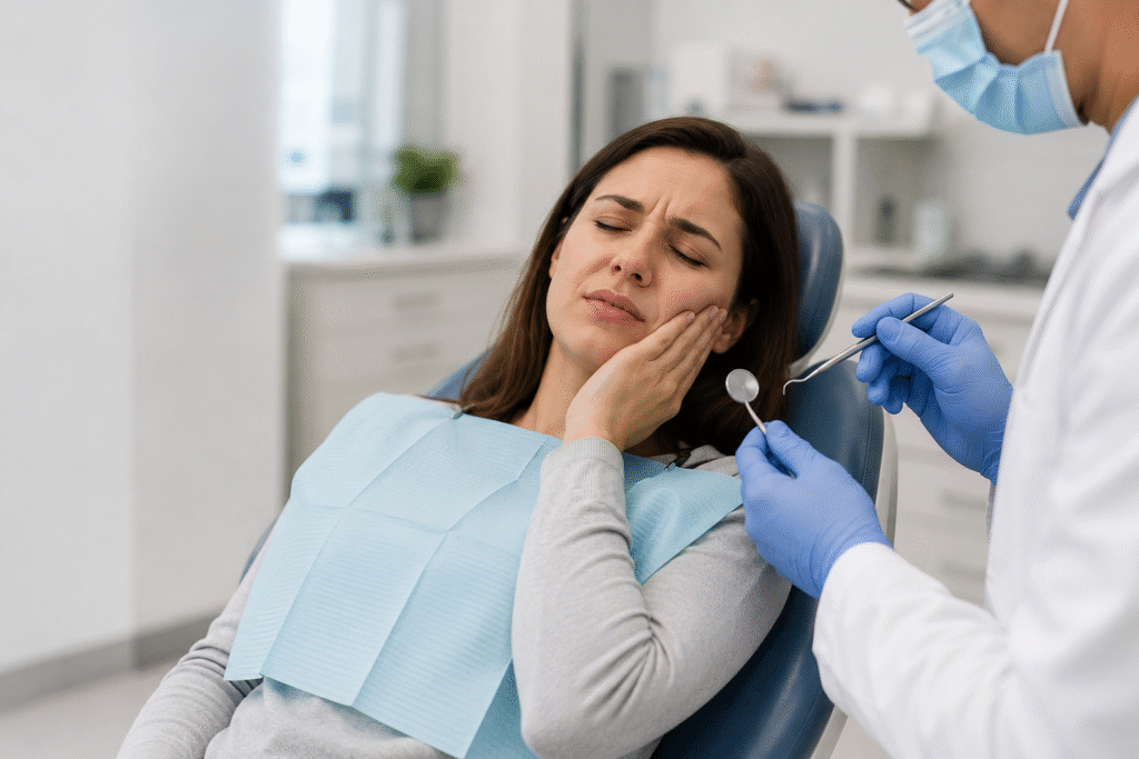 Dentiste évaluant une urgence dentaire à la Clinique Orozen de Terrebonne